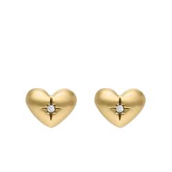 PROMO Boucles d'Oreilles Coeur Sadie All My love en Acier Doré & Pierre Blanche - Fossil OCARAT.COM BIJOUTERIE N°1
