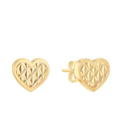 PROMO Boucles d'Oreilles Coeur Scintillant en Or Jaune 375 - Emanessence OCARAT.COM BIJOUTERIE N°1