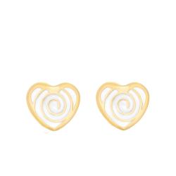 Boucles d'Oreilles Coeur Spirale en Or Jaune & Email - Bambins