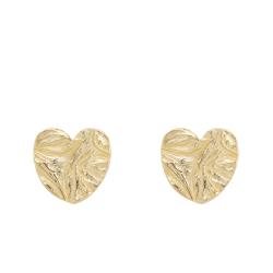 PROMO Boucles d'Oreilles Coeur Texturé en Or Jaune 375 - Emanessence OCARAT.COM BIJOUTERIE N°1