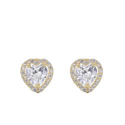 PROMO Boucles d'Oreilles Coeur & Zirconium, Or Jaune 375 - Emanessence OCARAT.COM BIJOUTERIE N°1