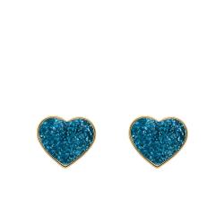 Boucles d'Oreilles Coeurs Bleus en Or Jaune 375 & Laque - Bambins