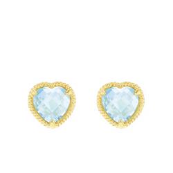 Boucles d'Oreilles Coeurs Torsadés en Or Jaune 375 & Topazes - Aurora