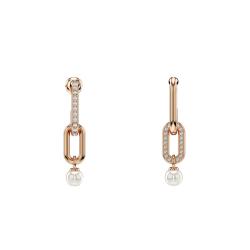PROMO Boucles d'Oreilles Constella en Métal Doré Rose & Cristaux Blancs et Perles - 5728585 - Swarovski OCARAT.COM BIJOUTERIE N°1