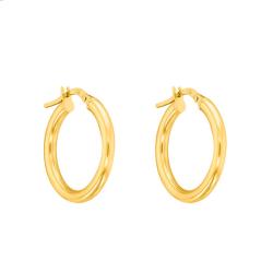 Boucles d'Oreilles Créole en Or Jaune 750, Diamètre 10 mm - Emanessence