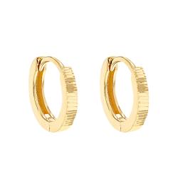 Boucles d'Oreilles Créoles à Rayures en Or Jaune 375, Diamètre 8 mm - Emanessence