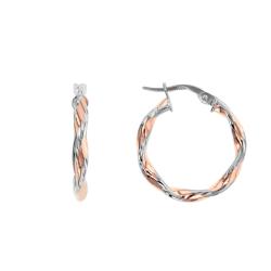 Boucles d'Oreilles Créoles Anneau Torsadé en 2 Ors 375, Diamètre 20 mm - Lucas Lucor