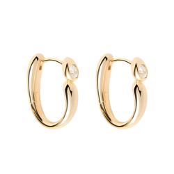 Boucles d'Oreilles Créoles Becca en Argent Doré & Oxydes de Zirconium Blancs - AR01-E02 - Pdpaola