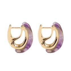PROMO Boucles d'Oreilles Créoles Brisa en Argent Doré & Améthyste Violette - AR01-D50 - Pdpaola OCARAT.COM BIJOUTERIE N°1