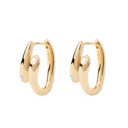 Boucles d'Oreilles Créoles Caramelle en Argent Doré & Oxydes de Zirconium Blancs - AR01-E04 - Pdpaola