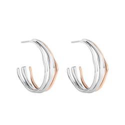 PROMO Boucles d'Oreilles Créoles CK Wavy en Acier Bicolore, Diamètre 26,50 mm - 35000650 - Calvin Klein OCARAT.COM BIJOUTERIE N°1