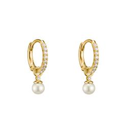 Boucles d'Oreilles Créoles Classics en Métal Doré, Perles & Oxydes de Zirconium - CR702-M01-14 - Thomas Sabo