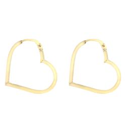 Boucles d'Oreilles Créoles Cœur en Or Jaune 375, Diamètre 23 mm - Emanessence