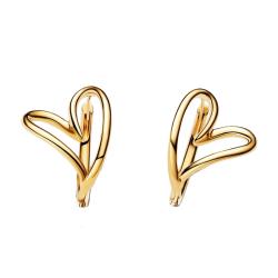 Boucles d'Oreilles Créoles Coeur Organique Doré - Pandora