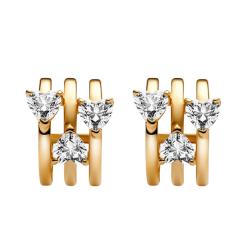 PROMO Boucles d'Oreilles Créoles Cœurs Triples Dorées - Pandora OCARAT.COM BIJOUTERIE N°1