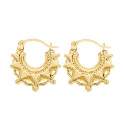 Boucles d'Oreilles Créoles Corona en Or Jaune 375 - Emanessence