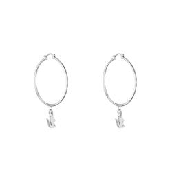 Boucles d'Oreilles Créoles Crocodile en Acier, Diamètre 34 mm - 2040375 - Lacoste