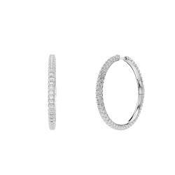 Boucles d'Oreilles Créoles Dextera en Métal & Cristaux Blancs, Diamètre 35 mm - 5754156 - Swarovski
