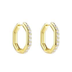 PROMO Boucles d'Oreilles Créoles Dextera Octogonales en Métal Doré & Cristaux Blancs - 5724584 - Swarovski OCARAT.COM BIJOUTERIE N°1