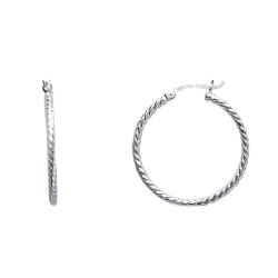 Boucles d'Oreilles Créoles Diamentées en Argent 925, Diamètre 30 mm - Naïades