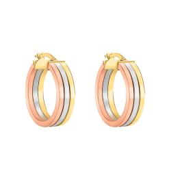 Boucles d'Oreilles Créoles en 3 Ors 375, Diamètre 22 mm - Emanessence