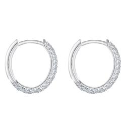 Boucles d'Oreilles Créoles en Argent 925 & Oxydes de Zirconium Blancs, Hauteur 13,50 à 24,50 mm - Thomas Sabo