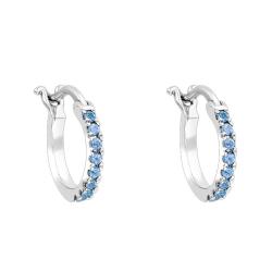 Boucles d'Oreilles Créoles en Or Blanc & Topaze, Diamètre 12 mm - Aurora