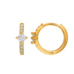 Boucles d'Oreilles Créoles en Or Jaune 375, Diamètre 13 mm - Emanessence
