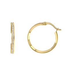 PROMO Boucles d'Oreilles Créoles en Or Jaune 375 & Oxydes de Zirconium, Diamètre 19 mm - Emanessence OCARAT.COM BIJOUTERIE N°1