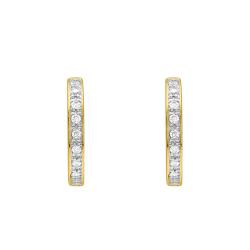 Boucles d'Oreilles Créoles en Or Jaune 750 & Diamants 0,07 ct - Emanessence