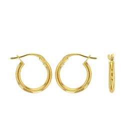 Boucles d'Oreilles Créoles en Or Jaune 750, Diamètre 10 mm à 25 mm - Rosatella