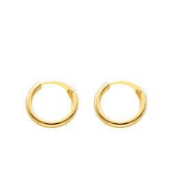 Boucles d'Oreilles Créoles en Or Jaune 750, Diamètre 10,30 mm - Emanessence