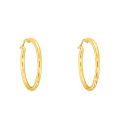 Boucles d'Oreilles Créoles en Or Jaune 750, Diamètre 30 mm - Emanessence