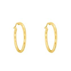 Boucles d'Oreilles Créoles en Or Jaune 750, Diamètre 40 mm - Emanessence
