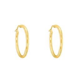 Boucles d'Oreilles Créoles en Or Jaune 750, Diamètre 50 mm - Emanessence