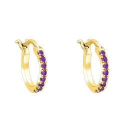 PROMO Boucles d'Oreilles Créoles en Or Jaune & Améthyste, Diamètre 11,5 mm - Aurora OCARAT.COM BIJOUTERIE N°1