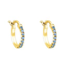 Boucles d'Oreilles Créoles en Or jaune & Topaze, Diamètre 11,5 mm - Aurora