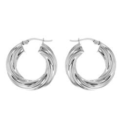 Boucles d'Oreilles Créoles en Torsadées en Argent, Diamètre 27 mm - Emanessence