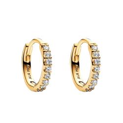 Boucles d'Oreilles Créoles Enveloppantes Scintillantes Dorées - Pandora