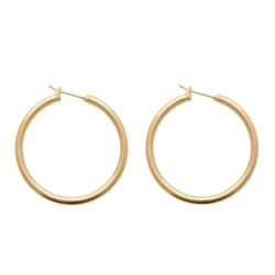 Boucles d'Oreilles Créoles Epaisses en Plaqué Or 750, Diamètre 40 mm - Naïades
