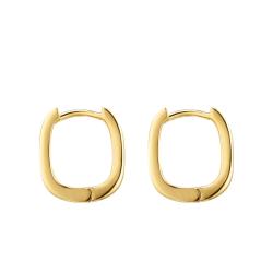 Boucles d'Oreilles Créoles Essentials Angulaires en Plaqué Or Jaune, Hauteur 13,40 ou 16,50 mm - Thomas Sabo