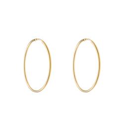 Boucles d'Oreilles Créoles Fil Rectangle en Or Jaune 750, Diamètre 10 mm - Emanessence