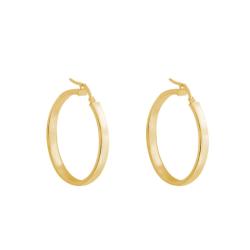 Boucles d'Oreilles Créoles Fil Rectangulaire en Or Jaune 375, Diamètre 30 mm - Emanessence