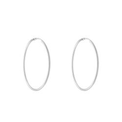 Boucles d'Oreilles Créoles Fil Rond en Or Blanc 750, Diamètres 10 à 50 mm - Emanessence