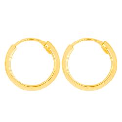 Boucles d'Oreilles Créoles Fil Rond en Or Jaune 375, Dimension 2 x 9 mm - Emanessence