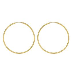 Boucles d'Oreilles Créoles Fil Rond en Or Jaune 750, Diamètre 40 mm - Emanessence