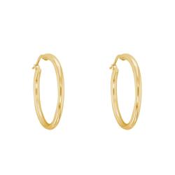 Boucles d'Oreilles Créoles Fil Rond en Or Jaune 750, Diamètre 45 mm - Emanessence