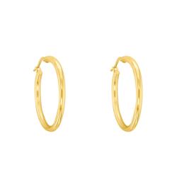 Boucles d'Oreilles Créoles Fil Rond en Or Jaune 750, Diamètre 50 mm - Emanessence