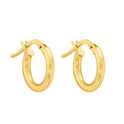 Boucles d'Oreilles Créoles Fil Rond en Or Jaune 750, Diamètre 8 mm - Emanessence