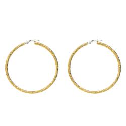 PROMO Boucles d'Oreilles Créoles Fil Rond Torsadé en Or Jaune, Diamètre 50 mm - Emanessence OCARAT.COM BIJOUTERIE N°1